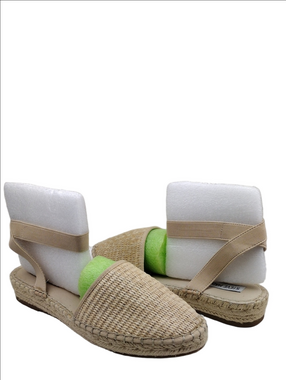 Steve Madden Marlene Wheat Woven Round Toe Elastic Ankle Strap Espadrille Sandal